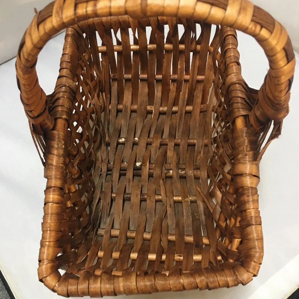 Woven Splint Basket Home Decor OS Brown Rustic Farmhouse Style Cottagecore